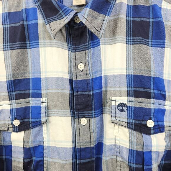 Timberland Mens Plaid Roll Tab Long Sleeve Dual Pocket Button Down Shirt XL - Picture 4 of 7